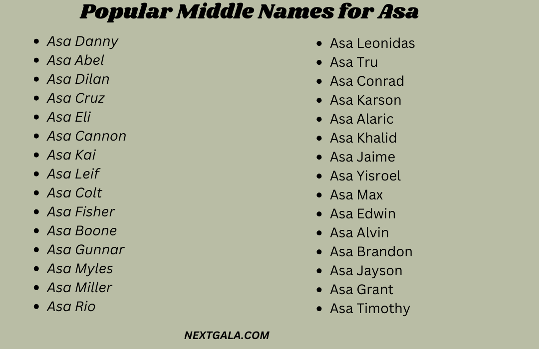 Middle Names for Asa