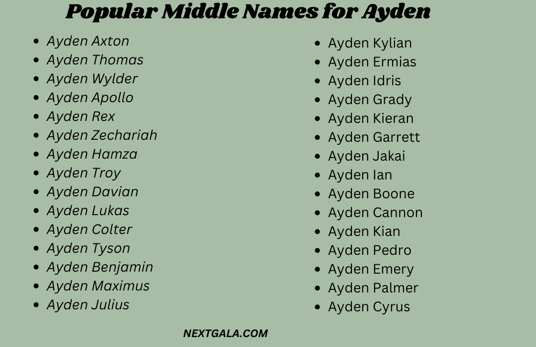 Middle Names for Ayden