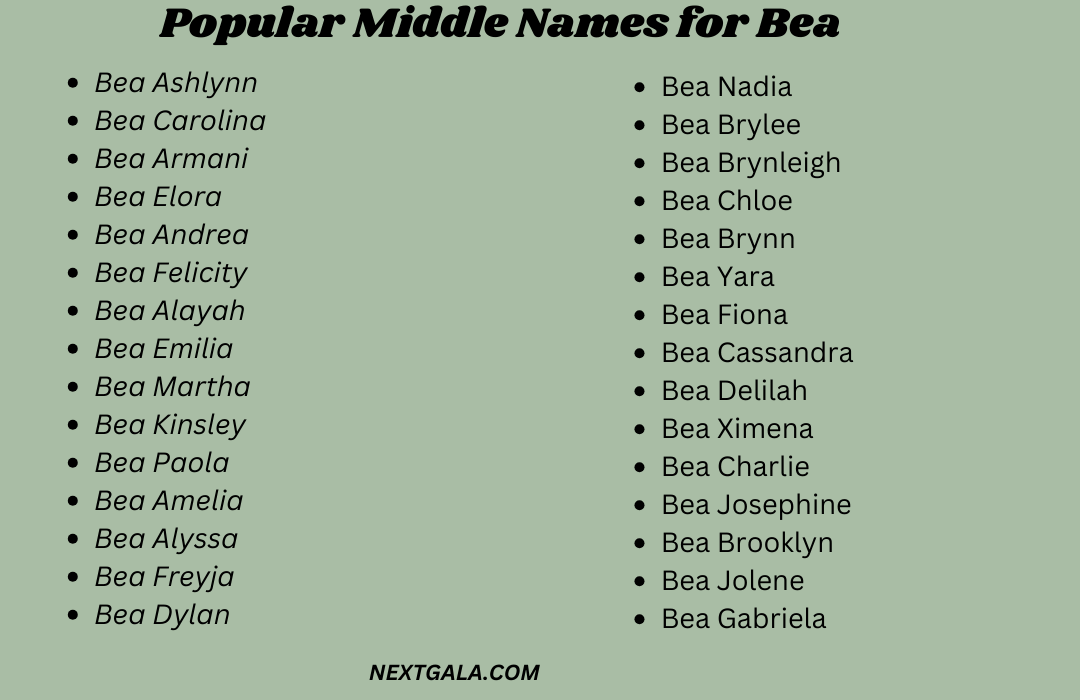 Middle Names for Bea