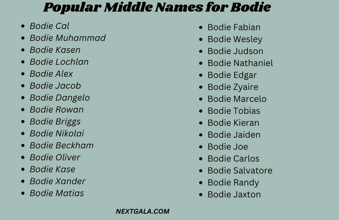 Middle Names for Bodie