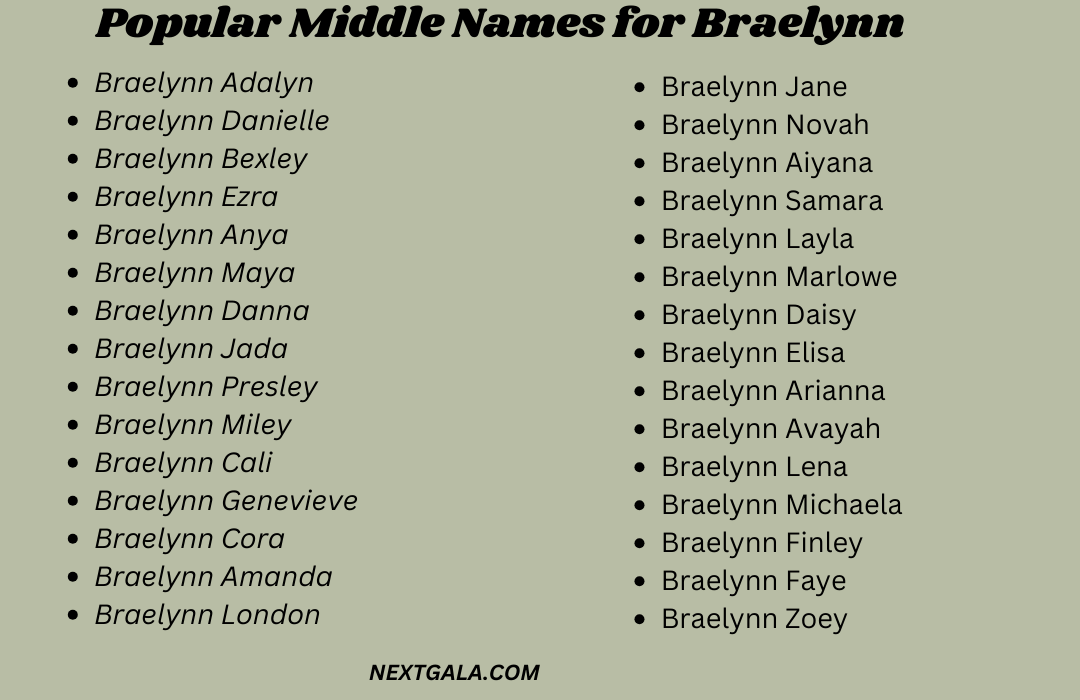 Middle Names for Braelynn