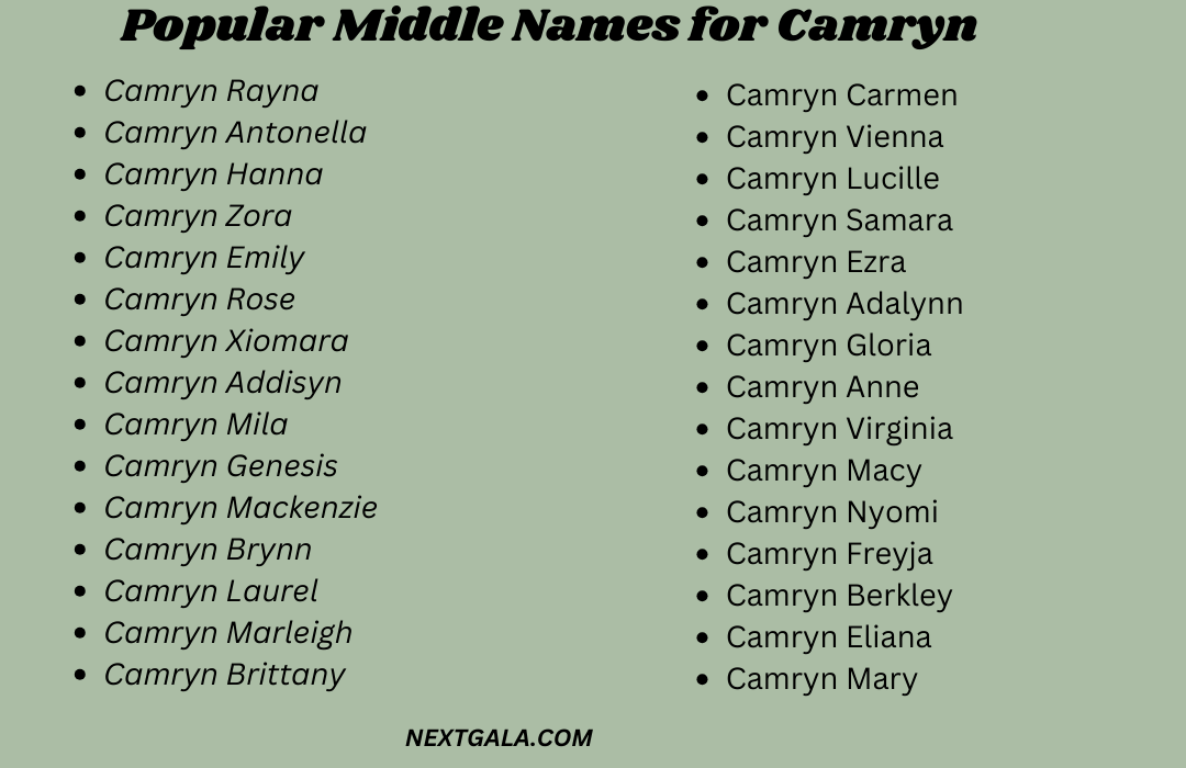 Middle Names for Camryn