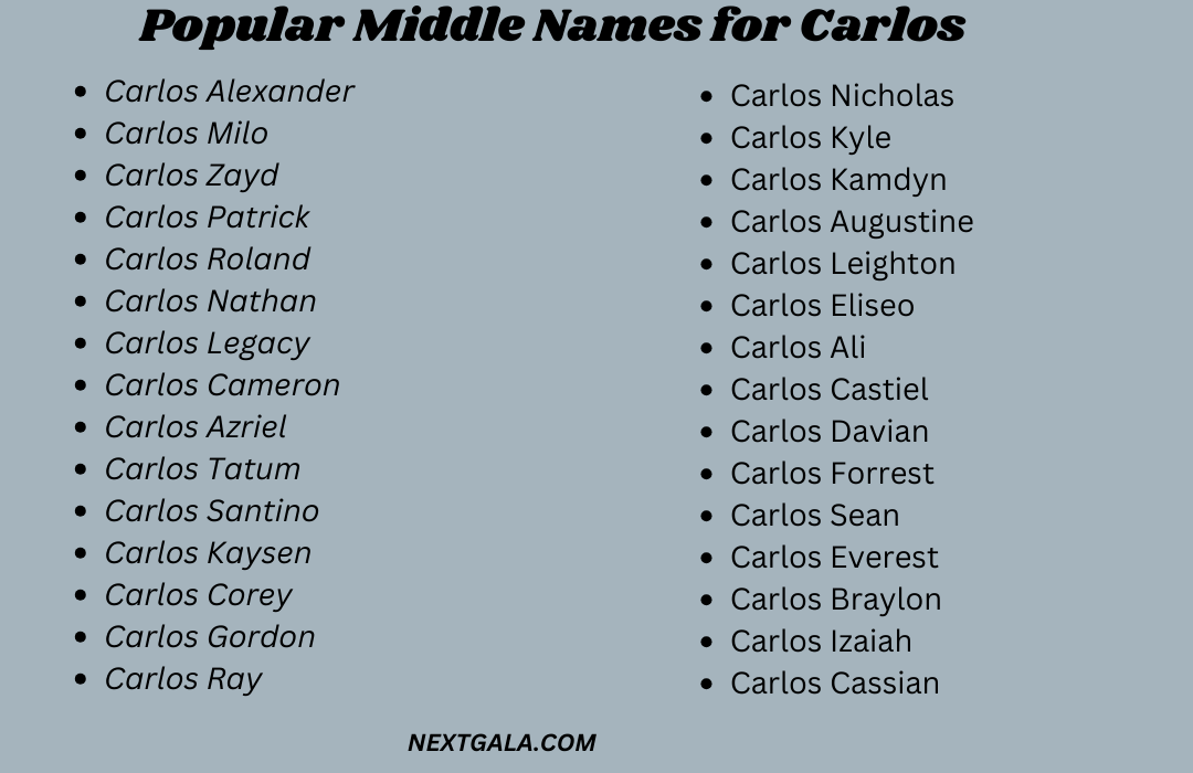 Middle Names for Carlos