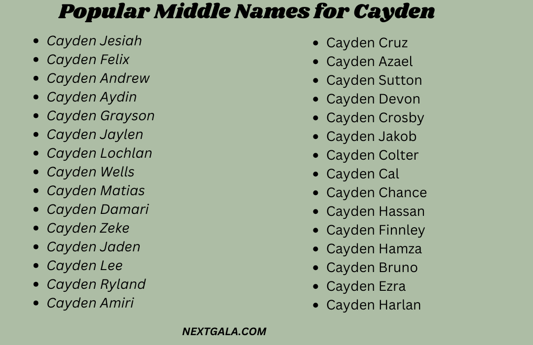 Middle Names for Cayden