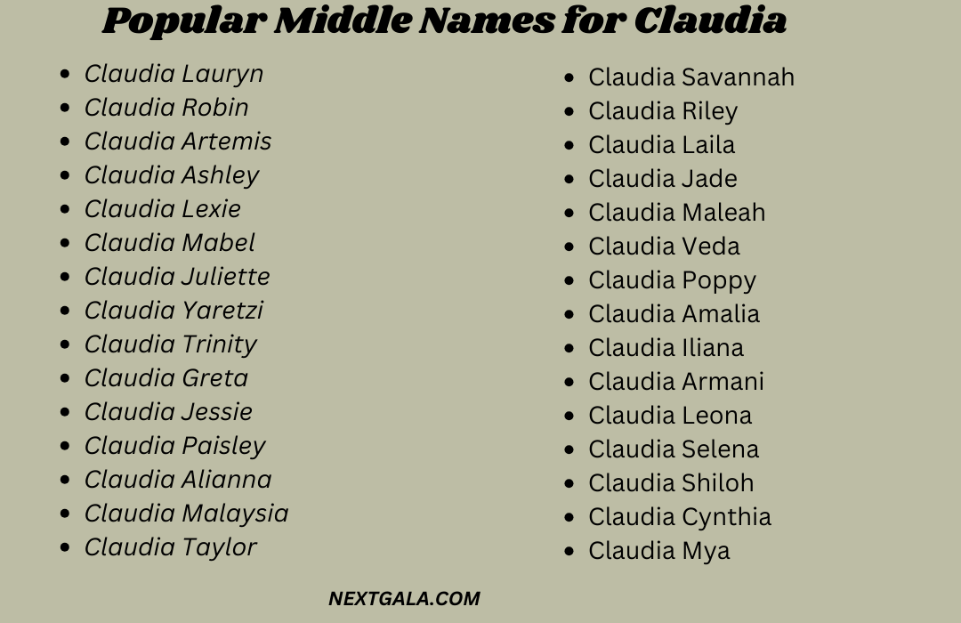 Middle Names for Claudia