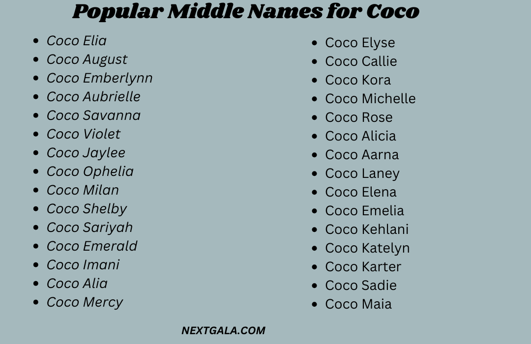 Middle Names for Coco