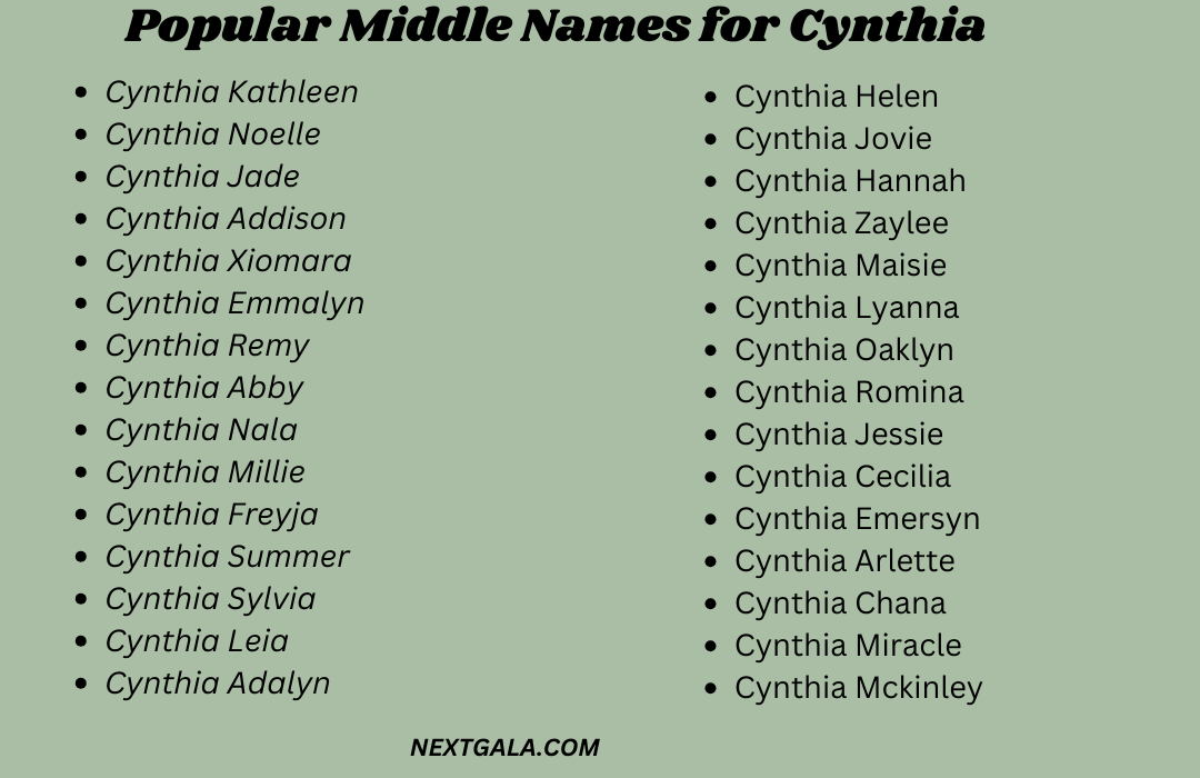 Middle Names for Cynthia