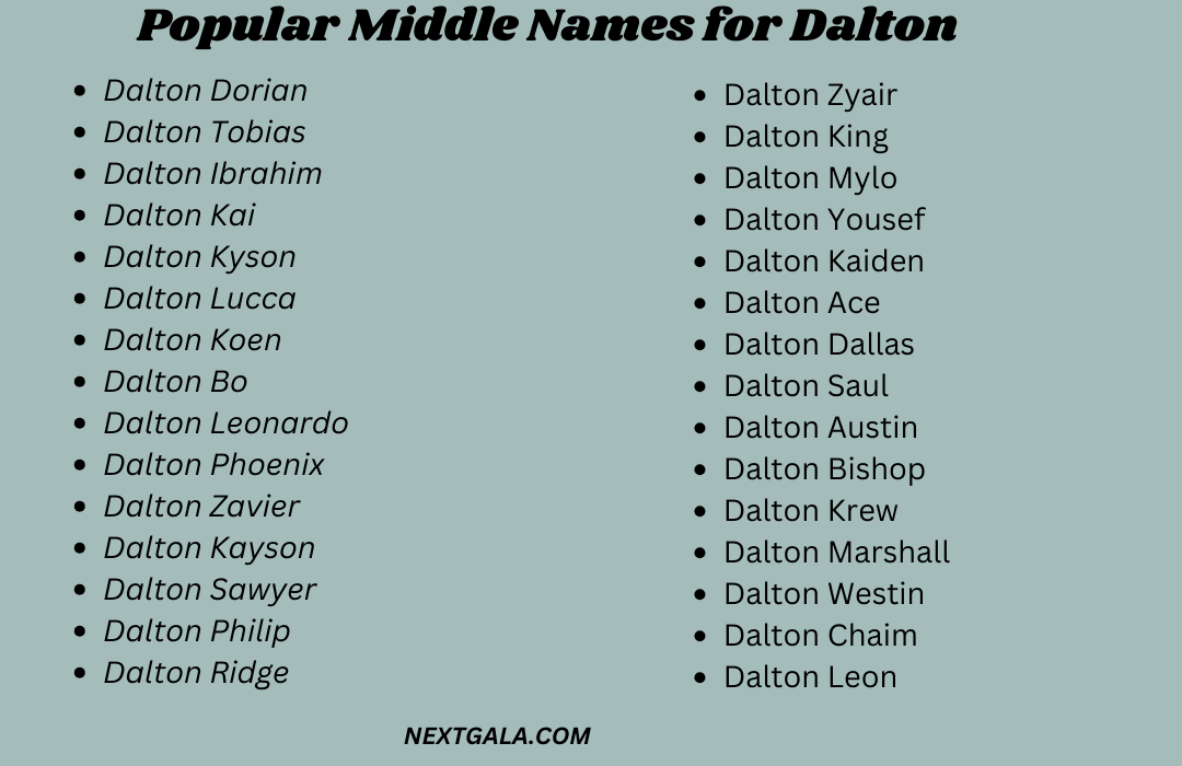 Middle Names for Dalton