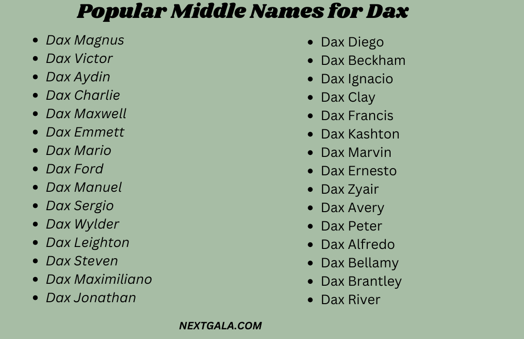 Middle Names for Dax