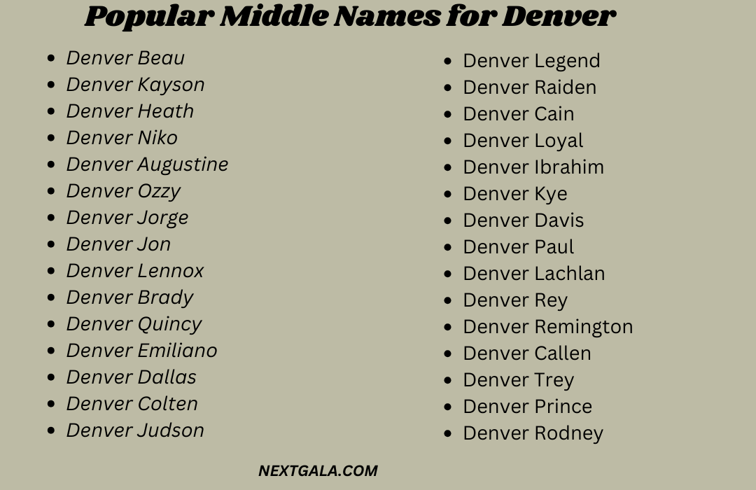 Middle Names for Denver