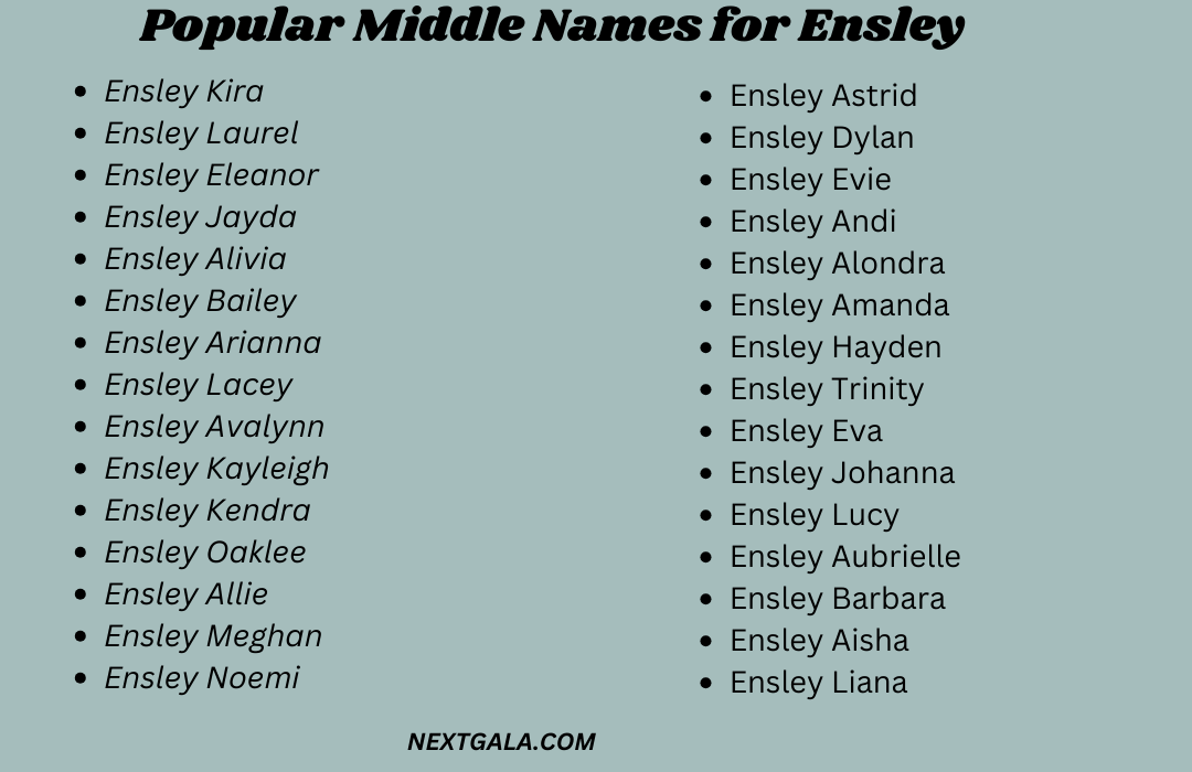 Middle Names for Ensley