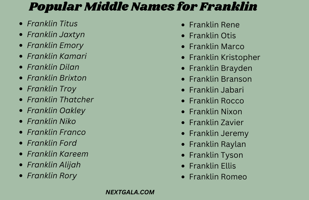 Middle Names for Franklin