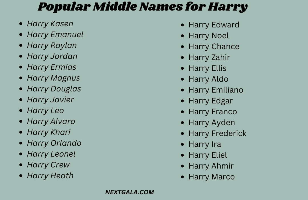 Middle Names for Harry