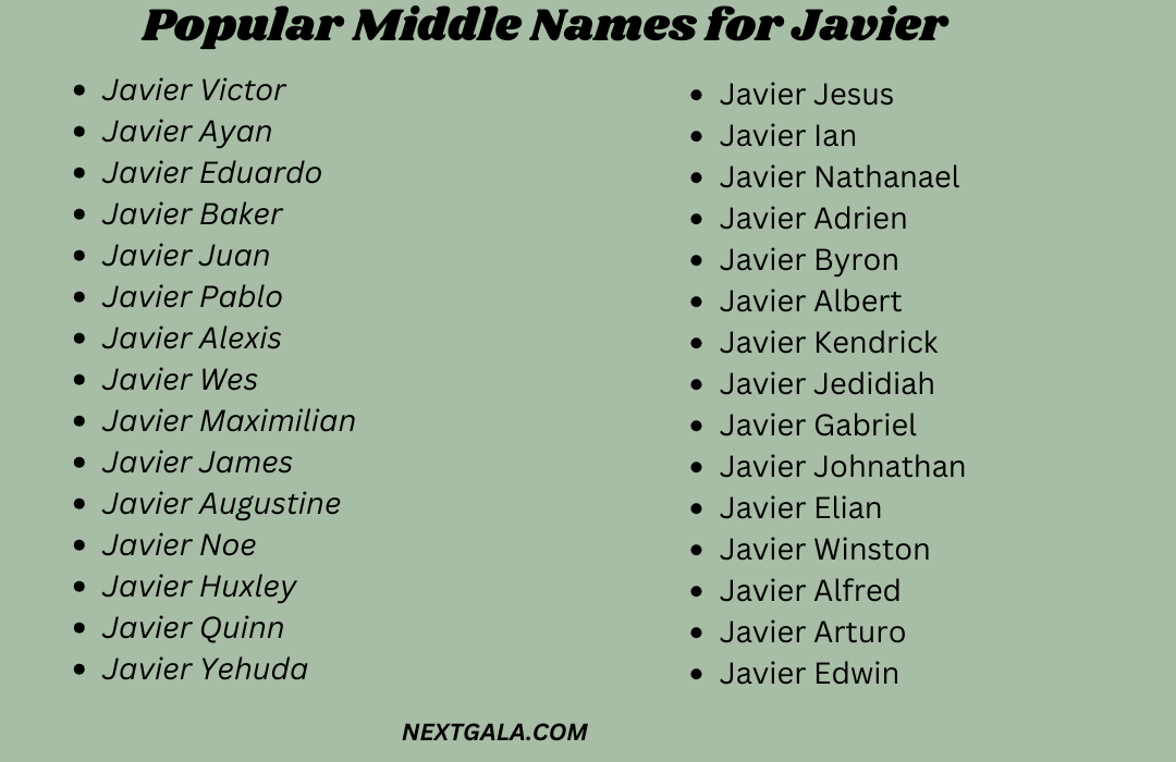 Middle Names for Javier