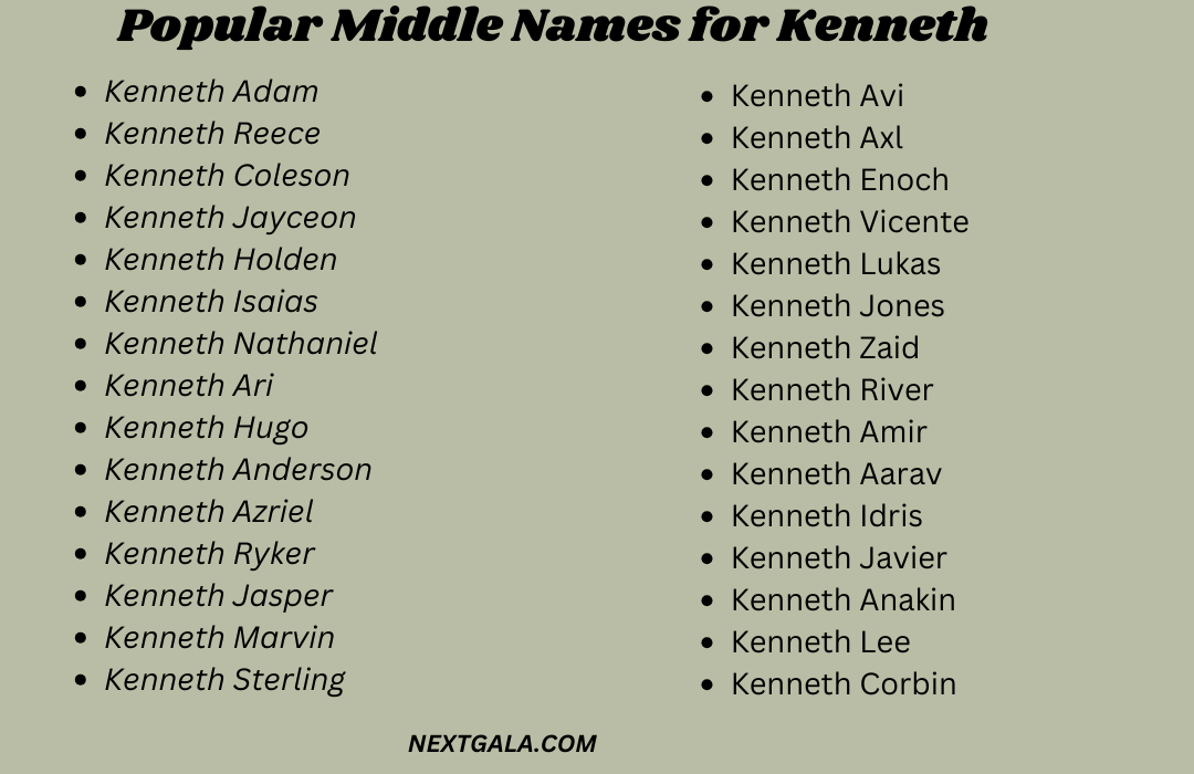 Middle Names for Kenneth