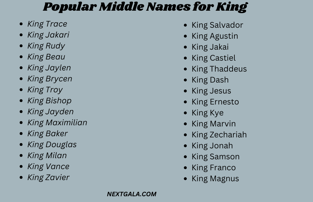 Middle Names for King