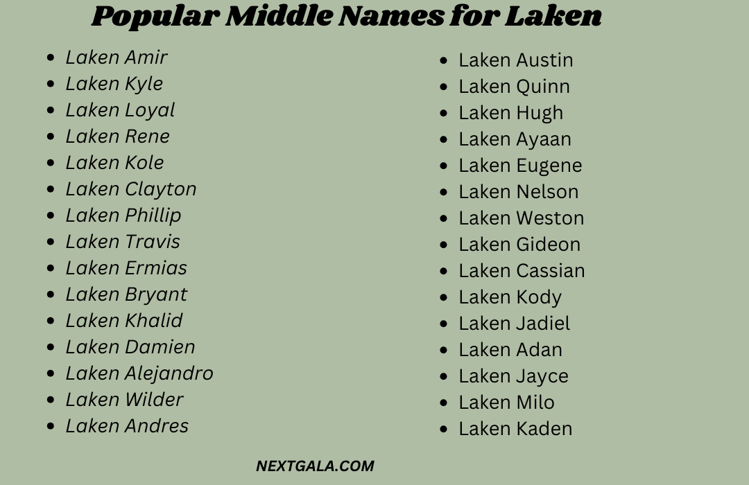 Middle Names for Laken