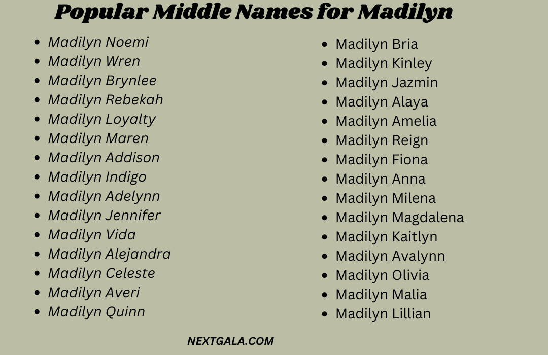 Middle Names for Madilyn