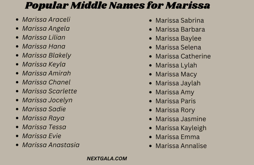 Middle Names for Marissa