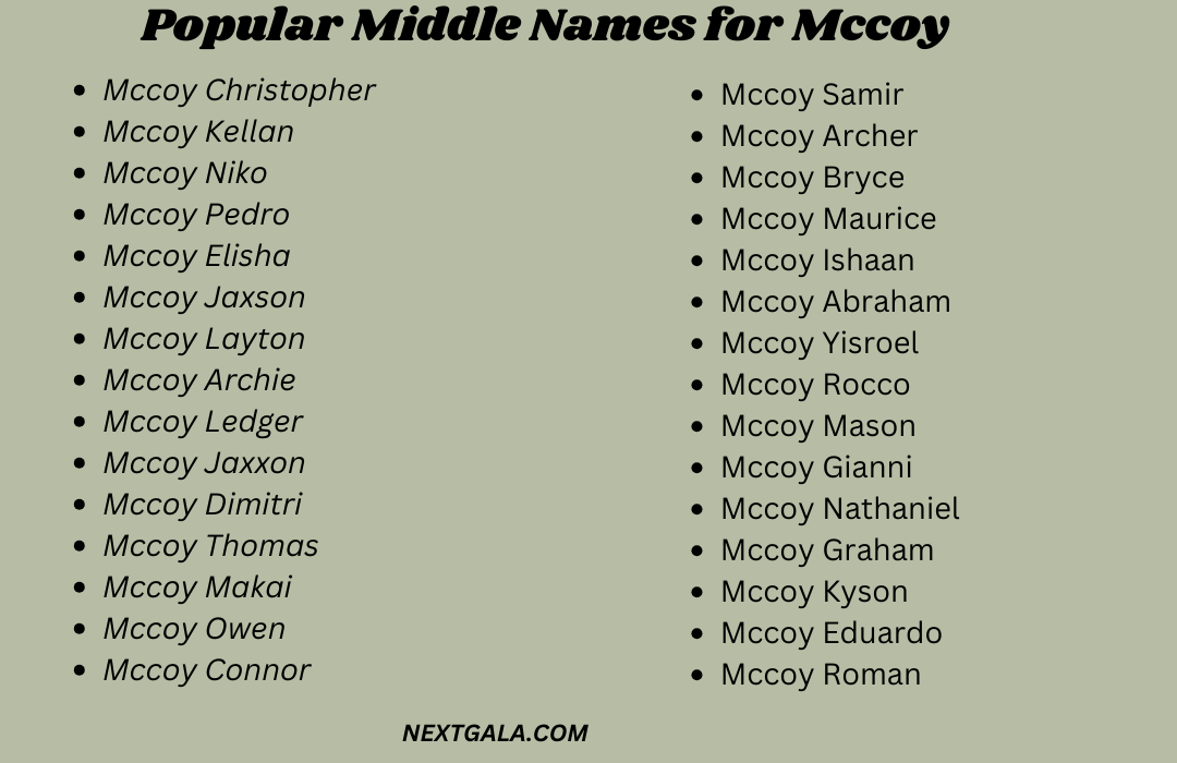 Middle Names for Mccoy