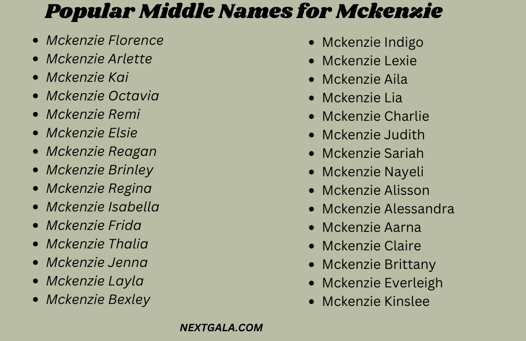 Middle Names for Mckenzie