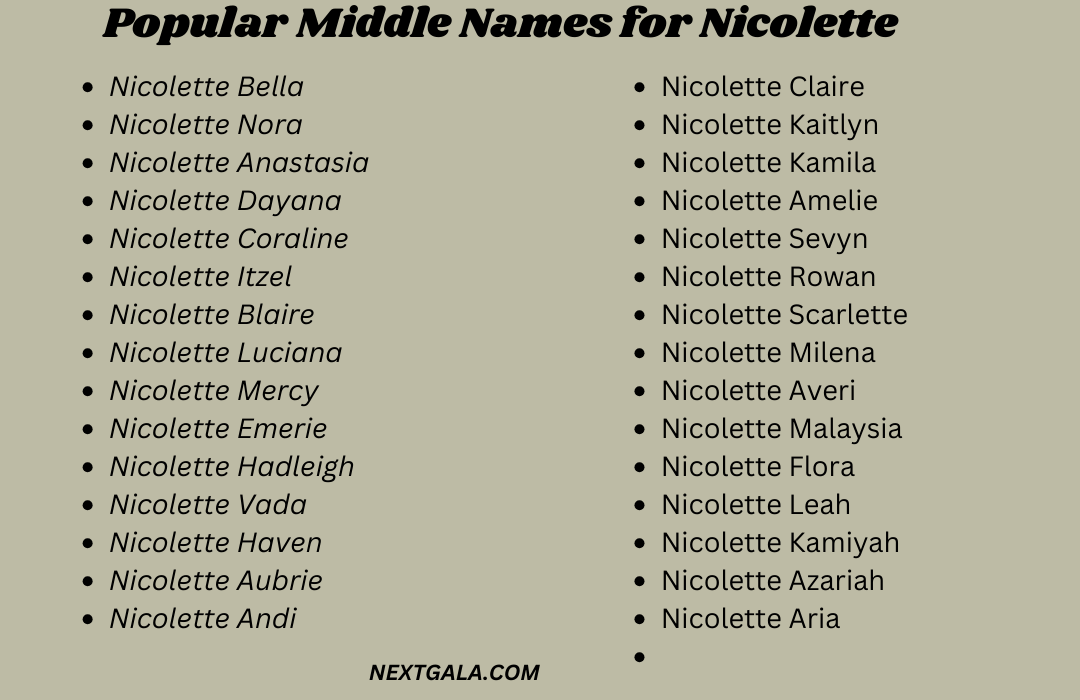 Middle Names for Nicolette