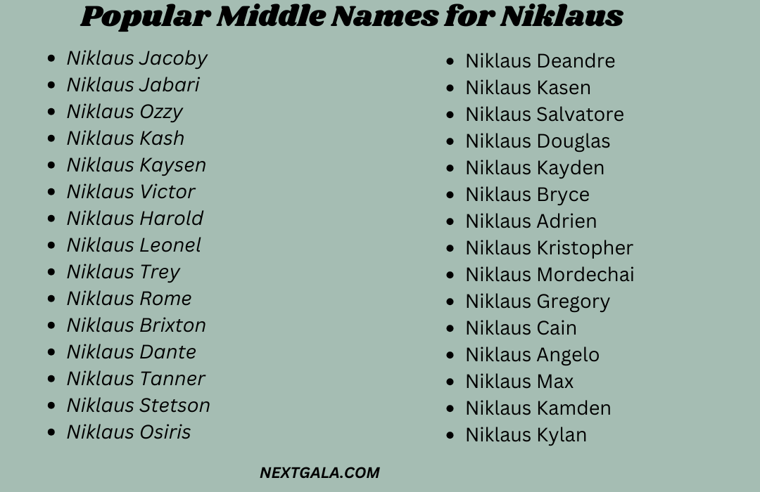 Middle Names for Niklaus