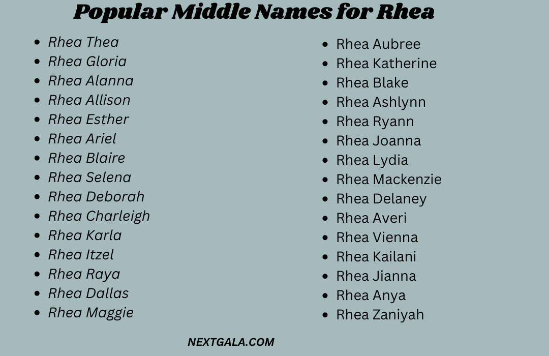 Middle Names for Rhea