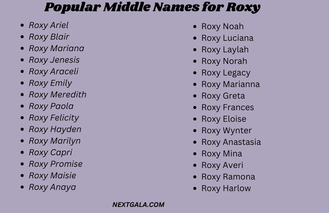 Middle Names for Roxy