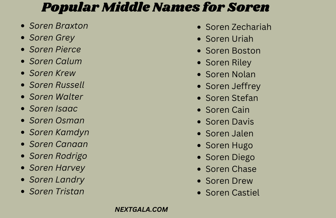 Middle Names for Soren