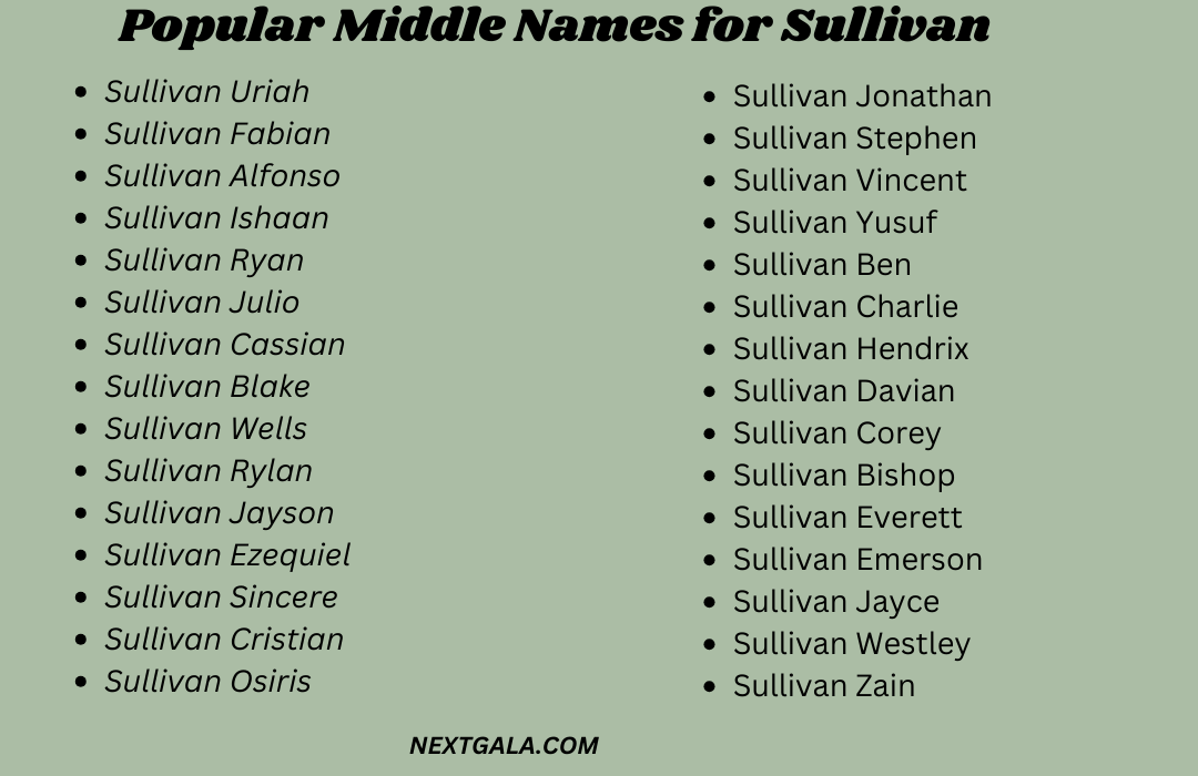 Middle Names for Sullivan