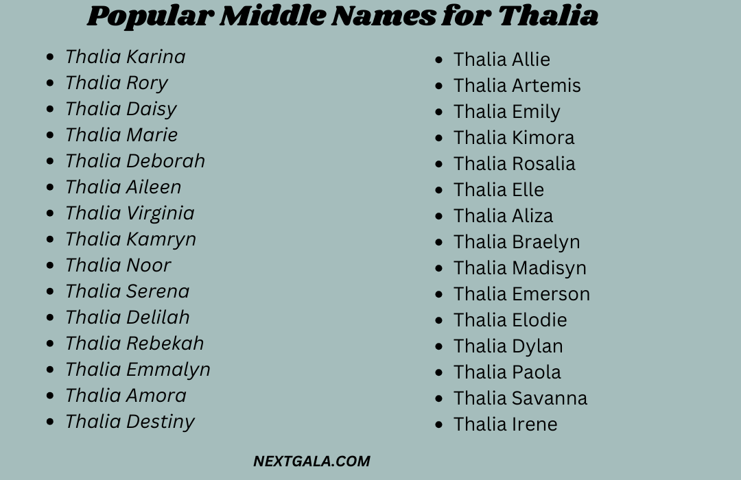 Middle Names for Thalia