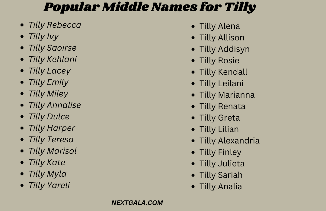 Middle Names for Tilly