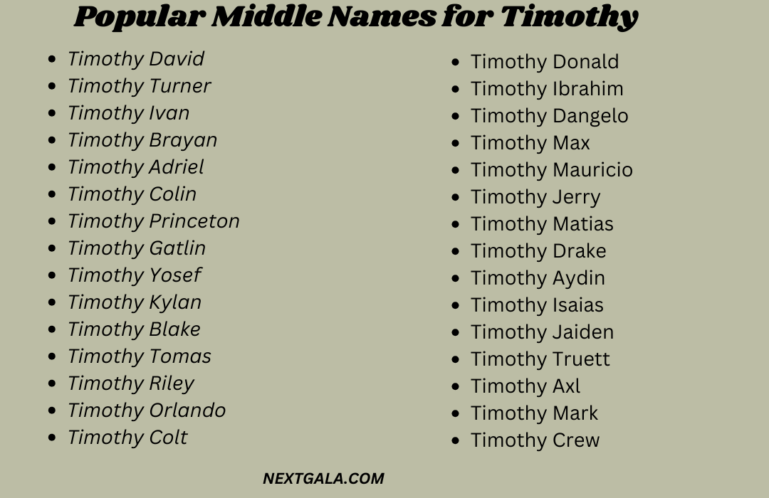 Middle Names for Timothy