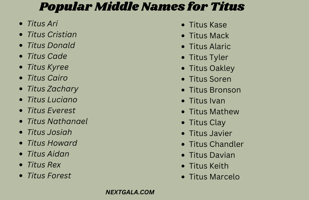 Middle Names for Titus