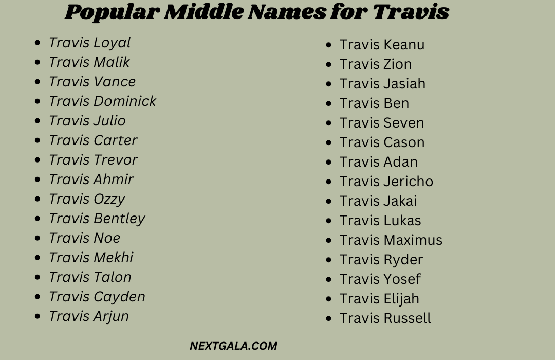 Middle Names for Travis