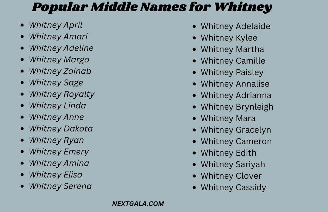 Middle Names for Whitney