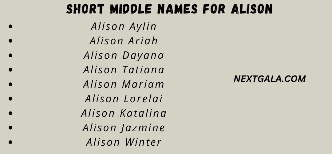 Middle Names For Alison