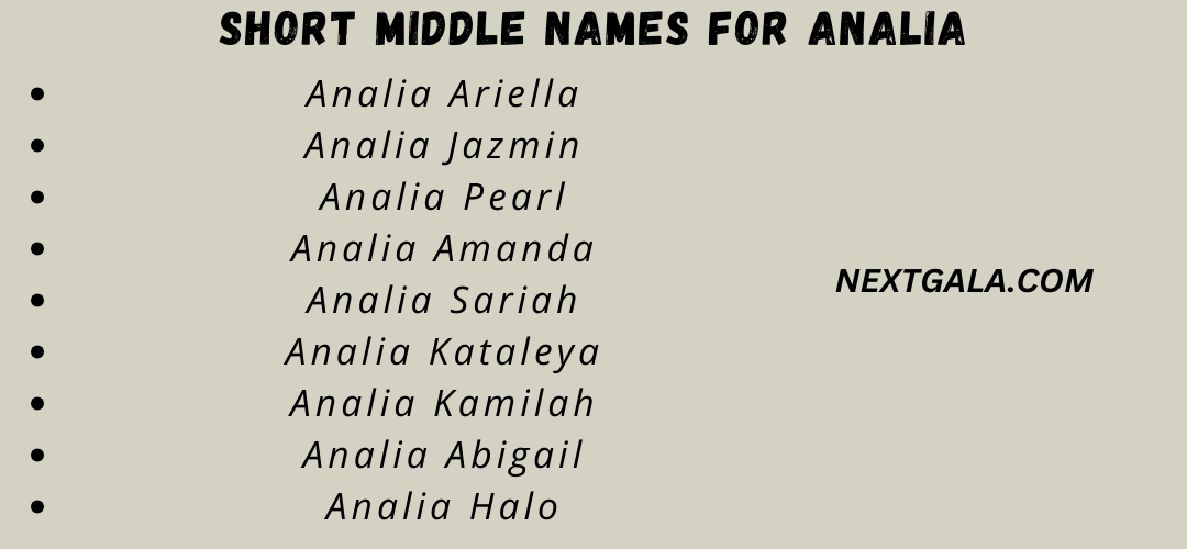 Middle Names For Analia