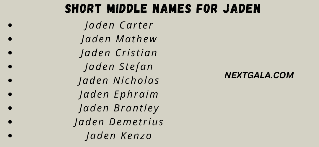 Middle Names For Jaden