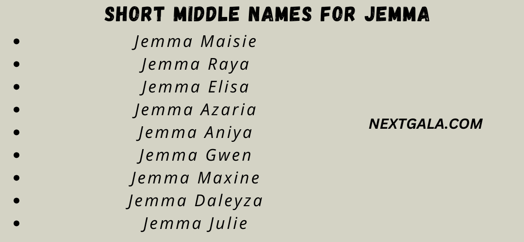 Middle Names For Jemma