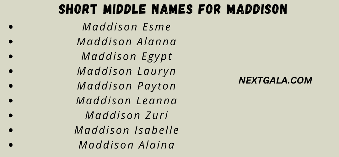 Middle Names For Maddison