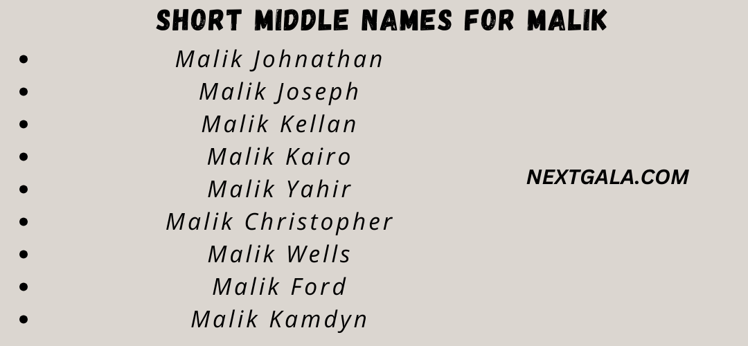 Middle Names For Malik