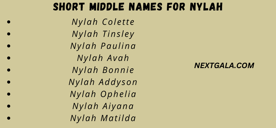 Middle Names For Nylah