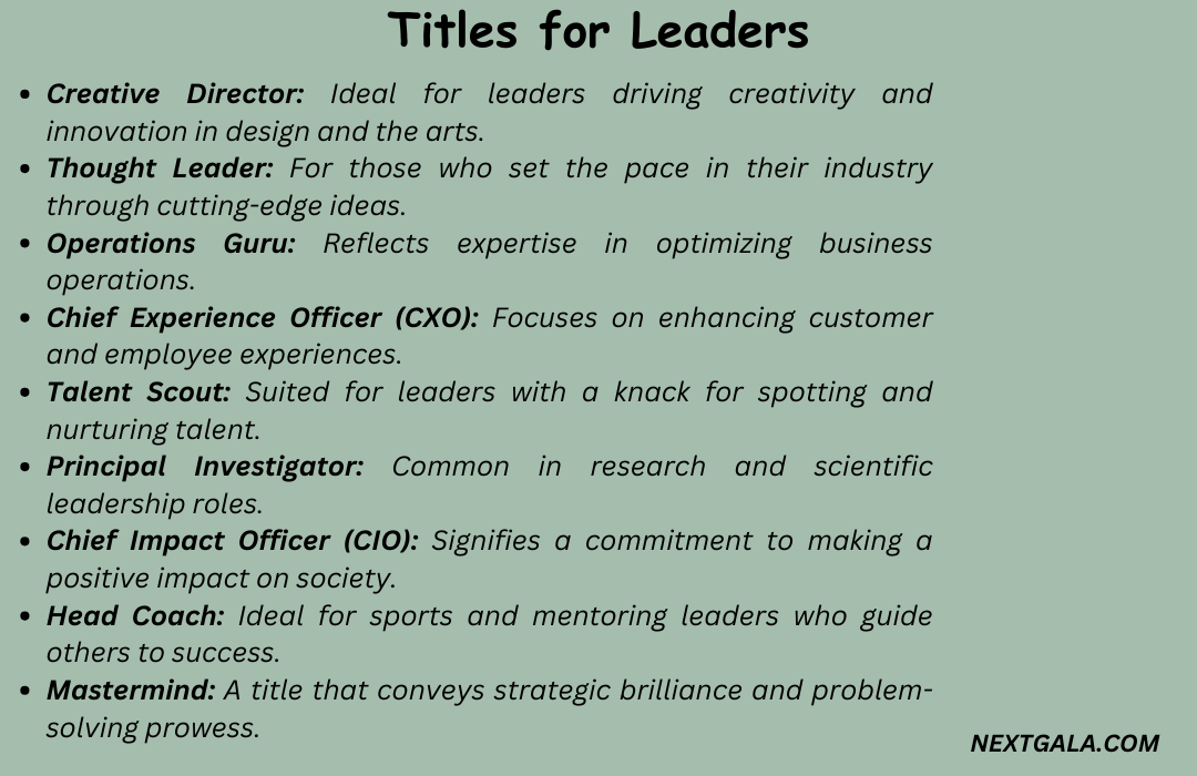 Titles for Leaders