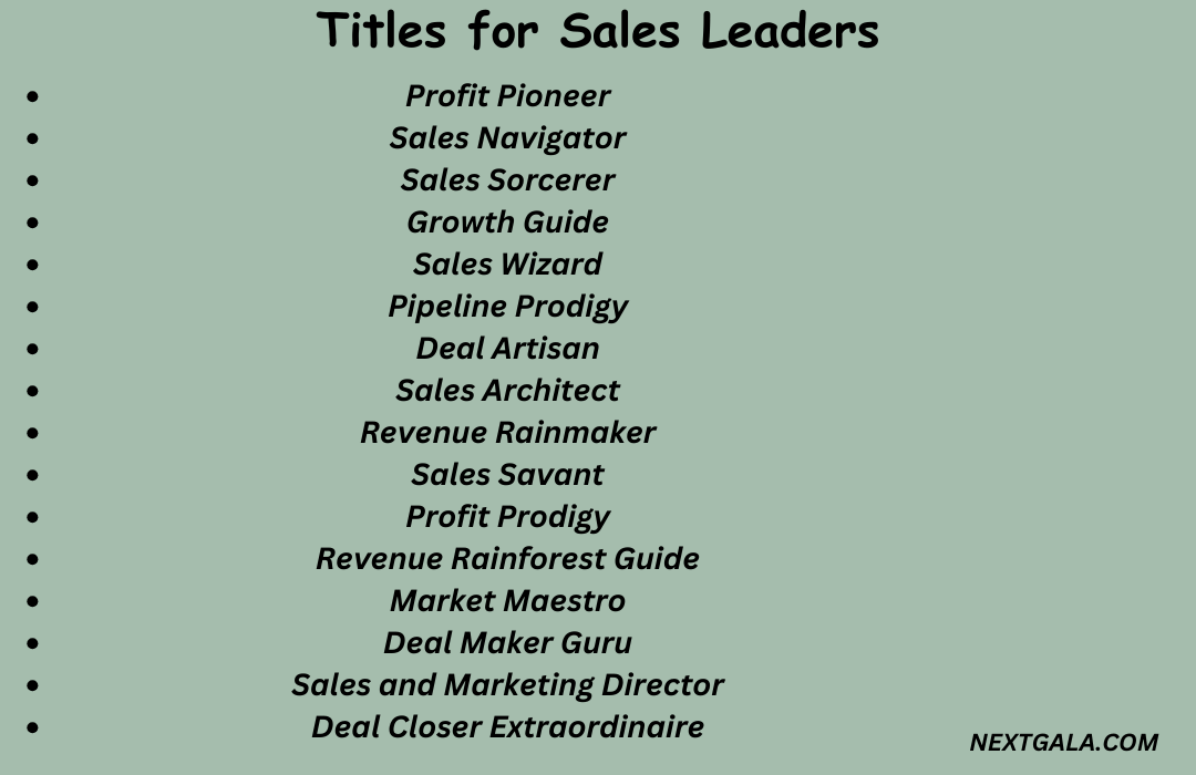 Titles for Sales Leaders