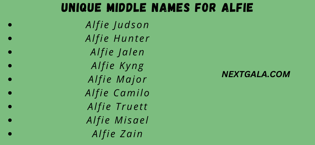 Middle Names For Alfie