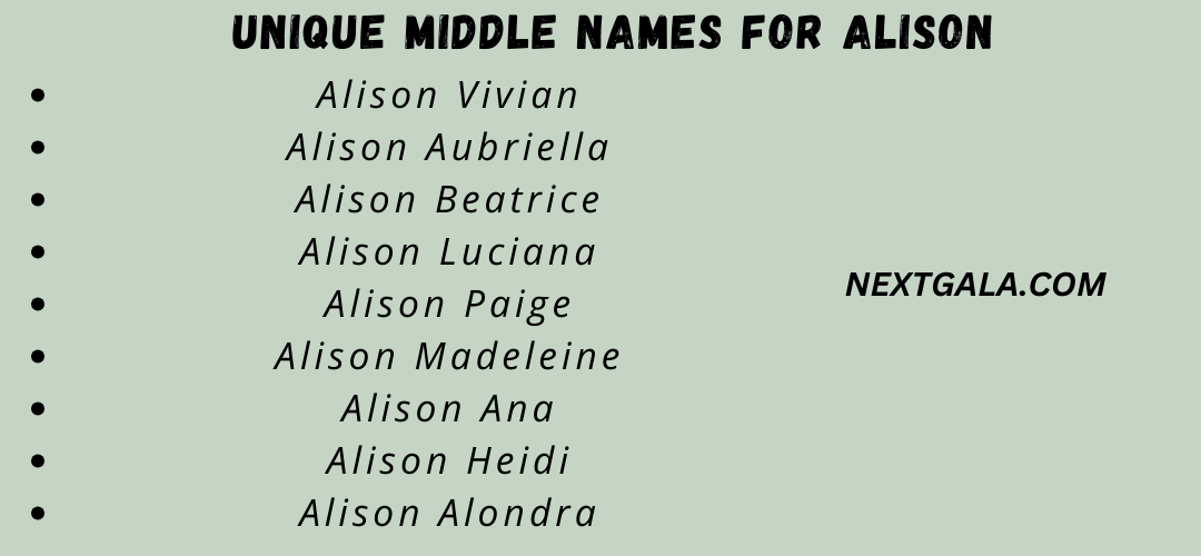 Middle Names For Alison