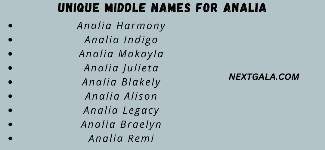 Middle Names For Analia