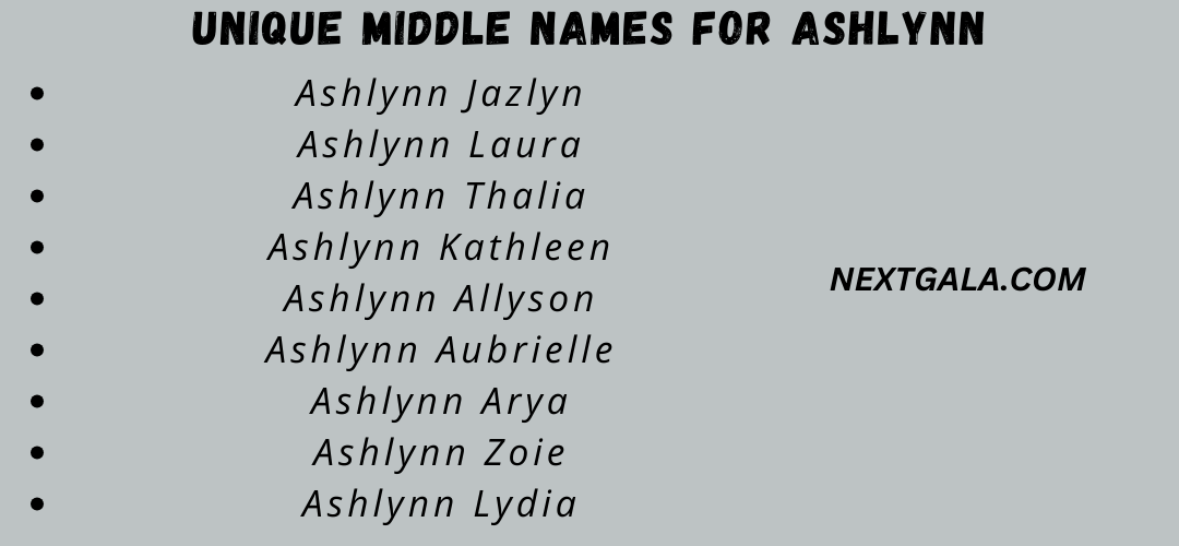 Middle Names For Ashlynn